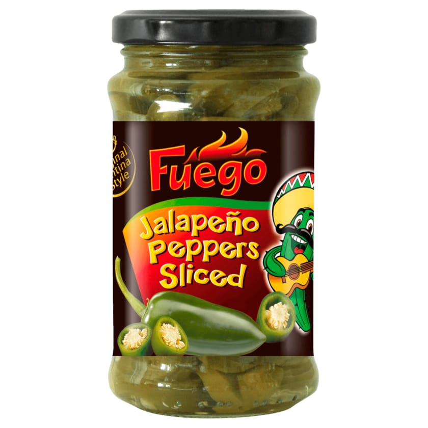 Fuego Jalapeño Green Peppers sliced 125g